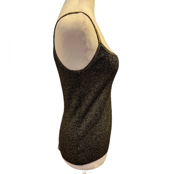 NWOT MICHELLE ANTONELLI womens M silk blend black metallic tank top - Picture 6 of 10